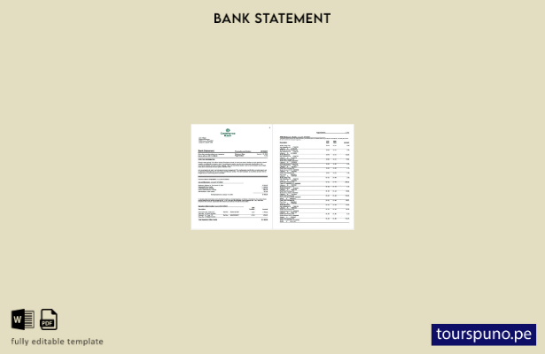 Plantilla de páginas de Word de extracto bancario de USA Commerce lista para imp